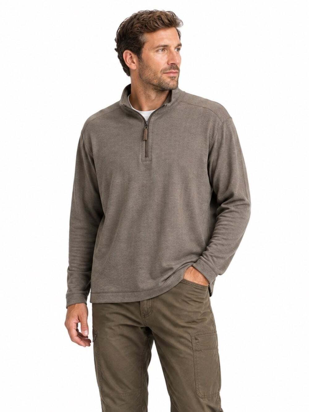 Nicoby Reversible Quarter Zip Pullover XXL Brown Modern Prep Fall Menswear